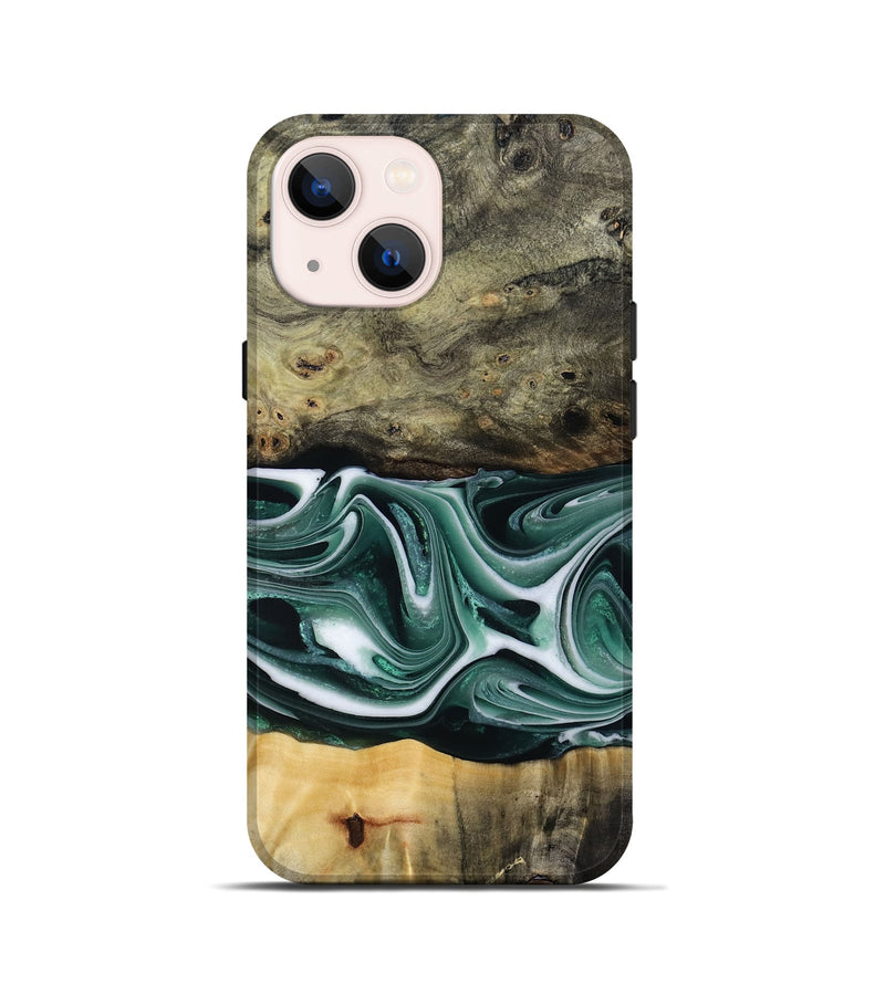 iPhone 13 mini Wood Live Edge Phone Case - Samatha (Green, 801951)