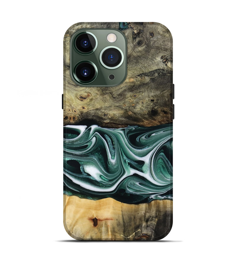 iPhone 13 Pro Wood Live Edge Phone Case - Samatha (Green, 801951)