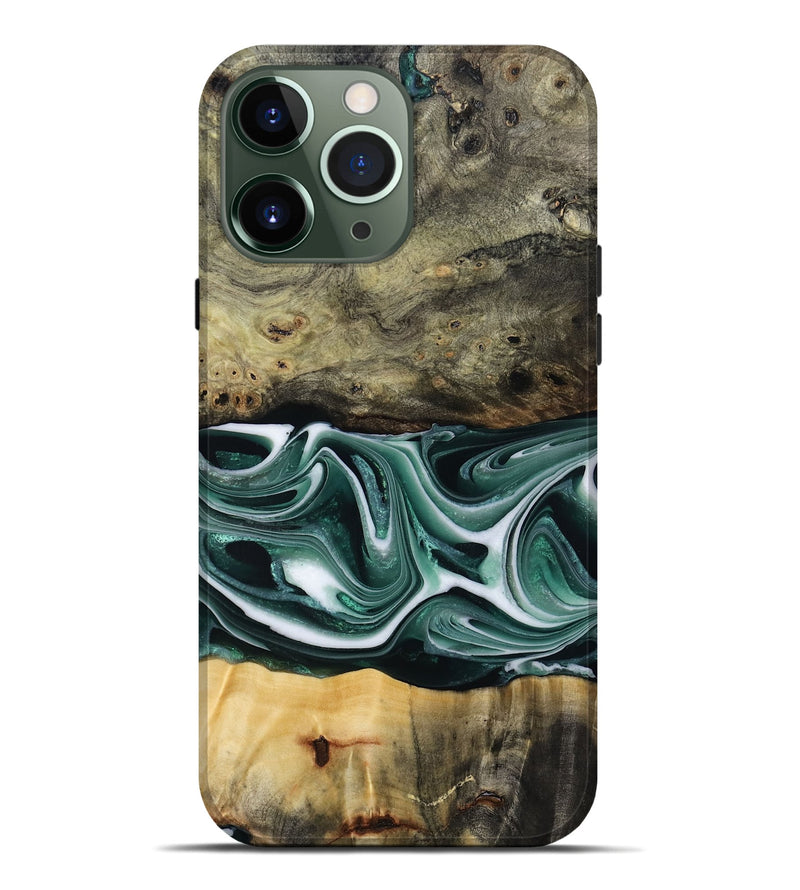 iPhone 13 Pro Max Wood Live Edge Phone Case - Samatha (Green, 801951)