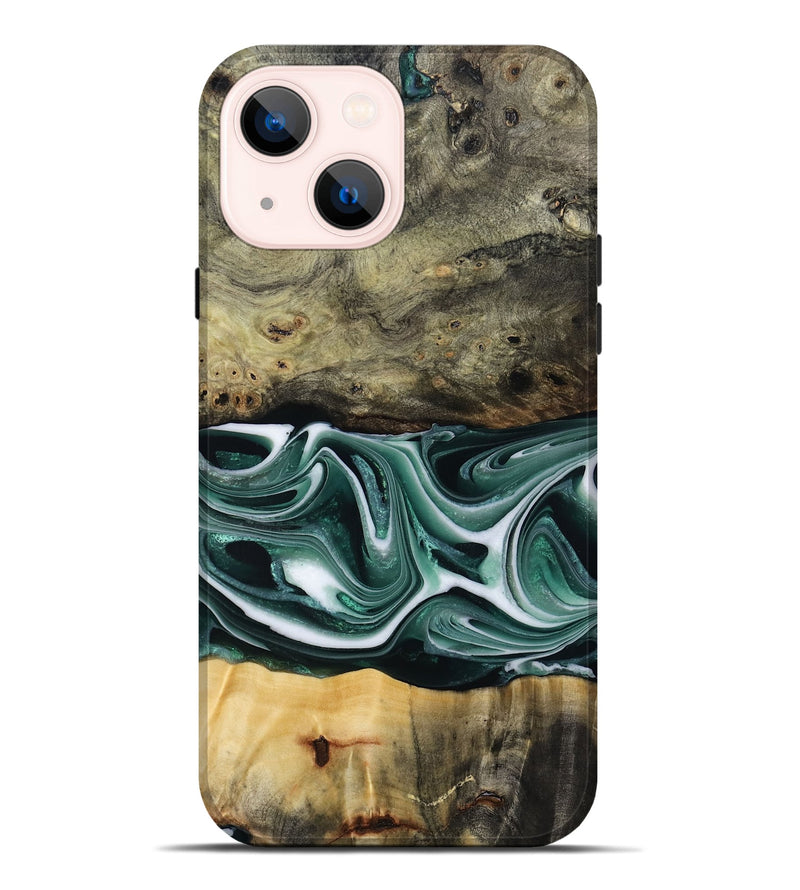 iPhone 14 Plus Wood Live Edge Phone Case - Samatha (Green, 801951)