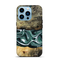 iPhone 14 Pro Wood Live Edge Phone Case - Samatha (Green, 801951)