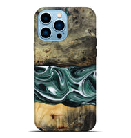 iPhone 14 Pro Max Wood Live Edge Phone Case - Samatha (Green, 801951)