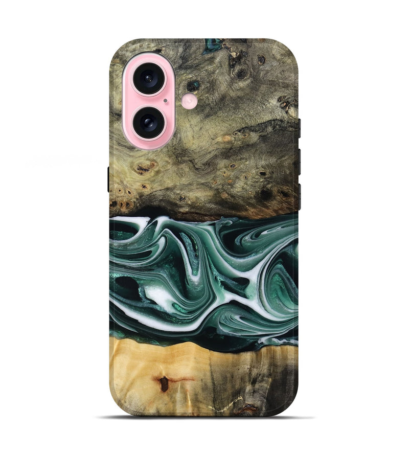 iPhone 17 Wood Live Edge Phone Case - Samatha (Green, 801951)