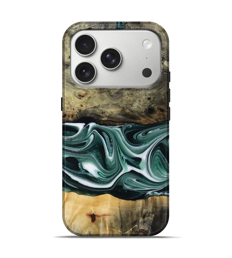 iPhone 17 Pro Wood Live Edge Phone Case - Samatha (Green, 801951)