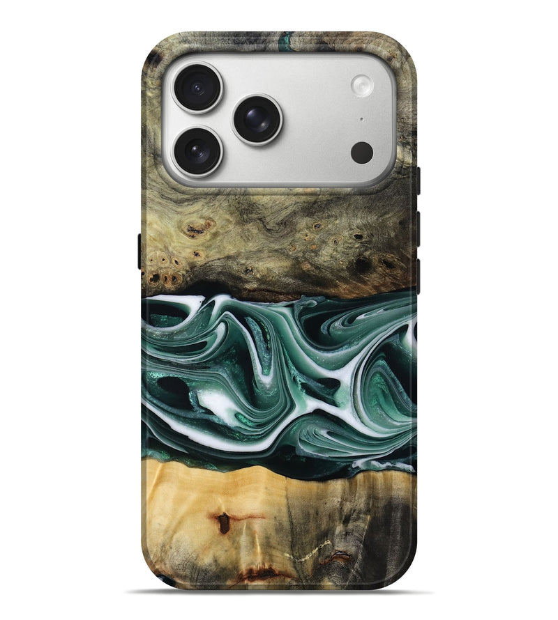 iPhone 17 Pro Max Wood Live Edge Phone Case - Samatha (Green, 801951)
