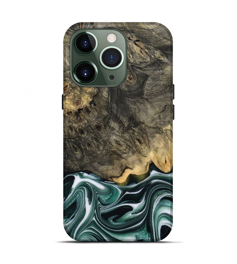 iPhone 13 Pro Wood Live Edge Phone Case - Darci (Green, 801952)
