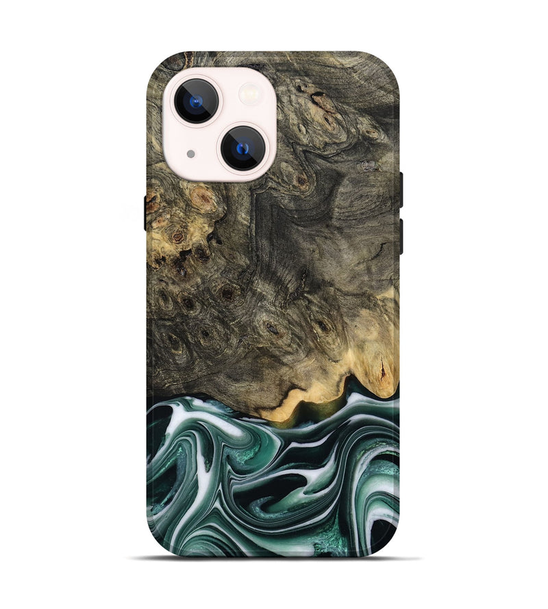 iPhone 14 Wood Live Edge Phone Case - Darci (Green, 801952)