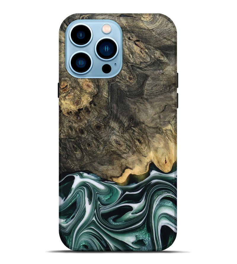iPhone 14 Pro Max Wood Live Edge Phone Case - Darci (Green, 801952)