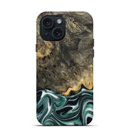 iPhone 15 Wood Live Edge Phone Case - Darci (Green, 801952)