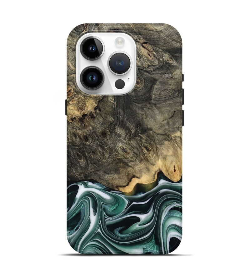 iPhone 15 Pro Wood Live Edge Phone Case - Darci (Green, 801952)
