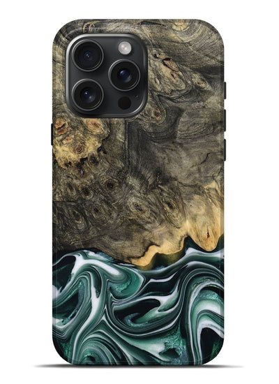 iPhone 16 Pro Max Wood Live Edge Phone Case - Darci (Green, 801952)