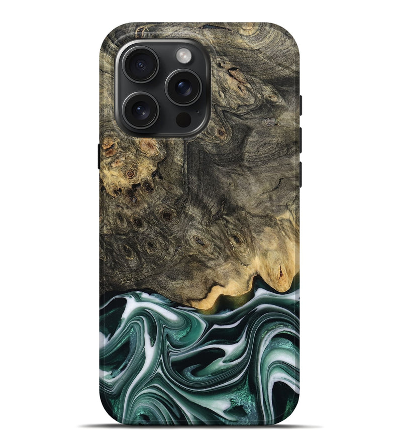 iPhone 16 Pro Max Wood Live Edge Phone Case - Darci (Green, 801952)