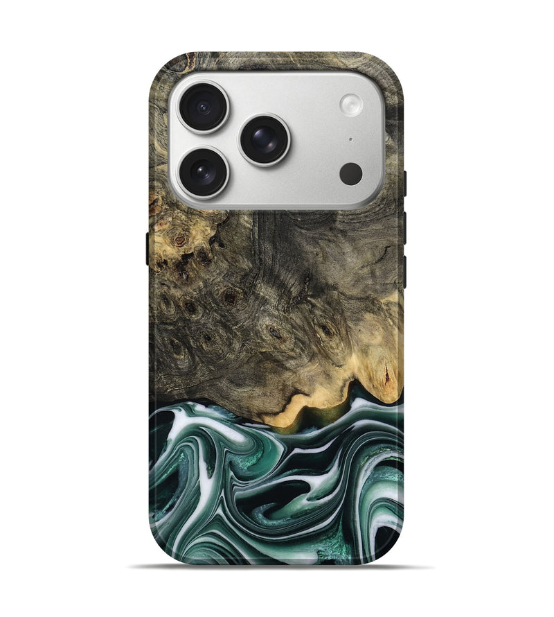 iPhone 17 Pro Wood Live Edge Phone Case - Darci (Green, 801952)