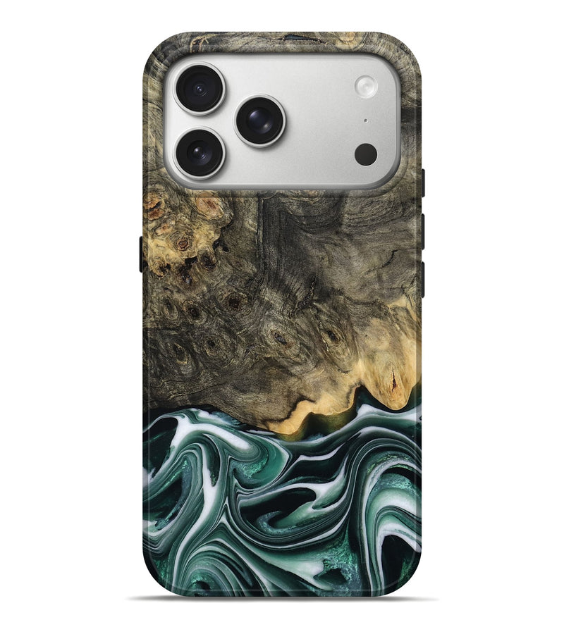 iPhone 17 Pro Max Wood Live Edge Phone Case - Darci (Green, 801952)