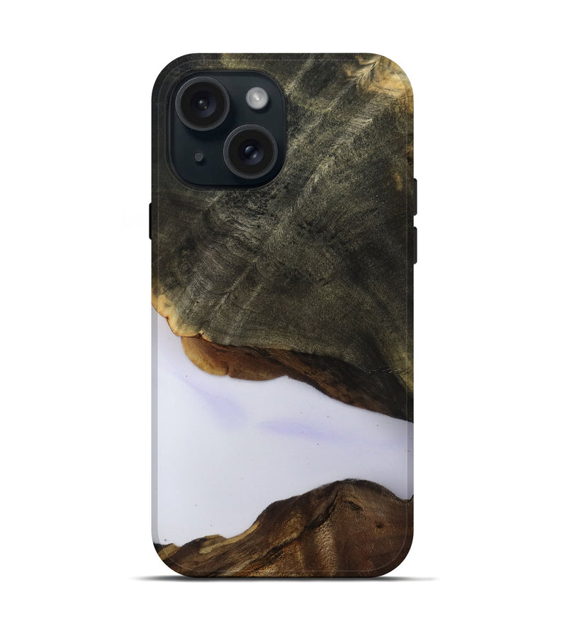 iPhone 15 Wood Live Edge Phone Case - Linda (Clear, 801957)