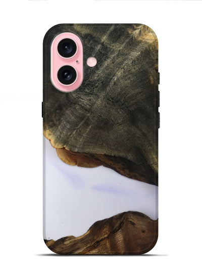 iPhone 16 Wood Live Edge Phone Case - Linda (Clear, 801957)