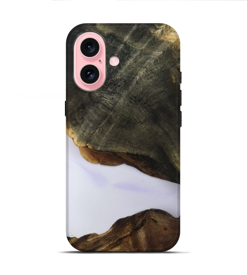 iPhone 16 Wood Live Edge Phone Case - Linda (Clear, 801957)