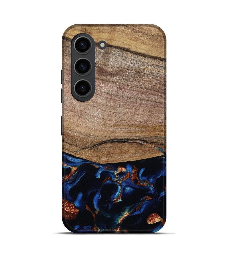 Galaxy S23 Wood Live Edge Phone Case - Samson (Teal & Gold, 801961)