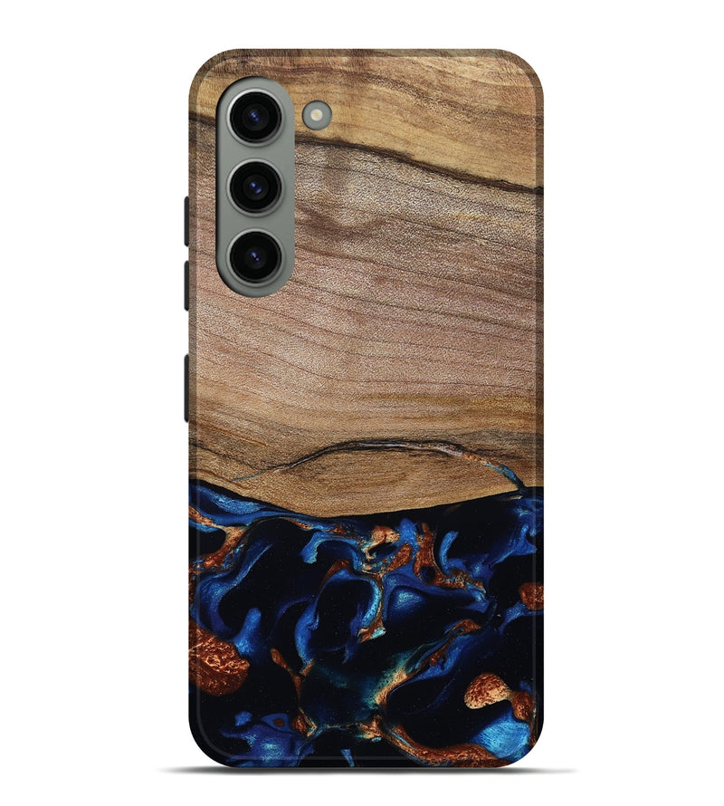 Galaxy S23 Plus Wood Live Edge Phone Case - Samson (Teal & Gold, 801961)