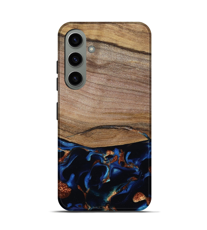 Galaxy S24 Wood Live Edge Phone Case - Samson (Teal & Gold, 801961)