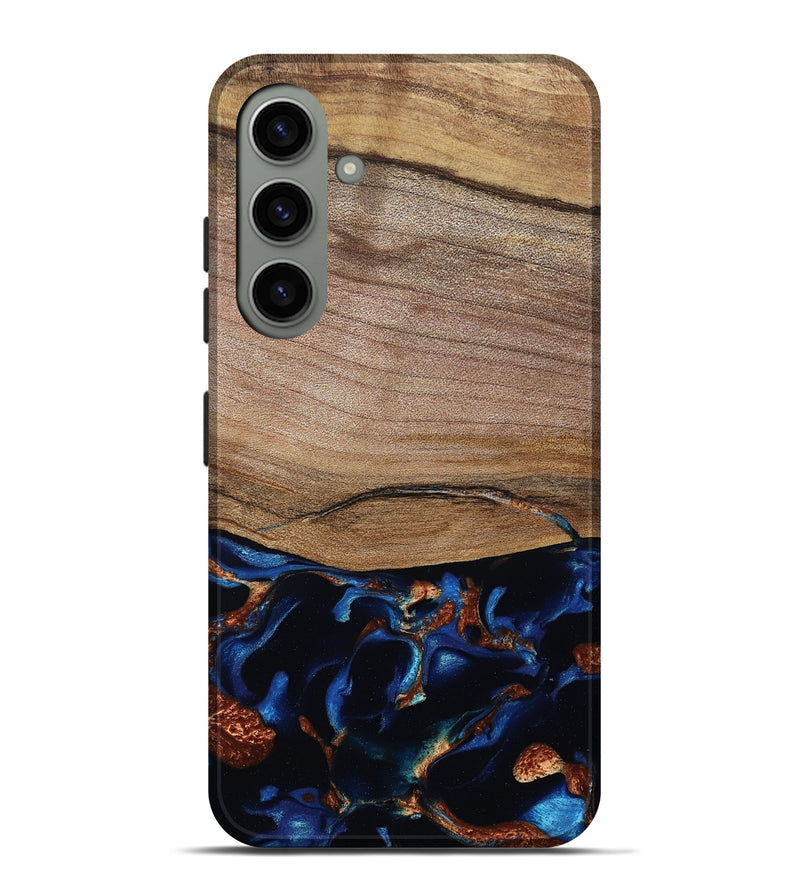 Galaxy S24 Plus Wood Live Edge Phone Case - Samson (Teal & Gold, 801961)
