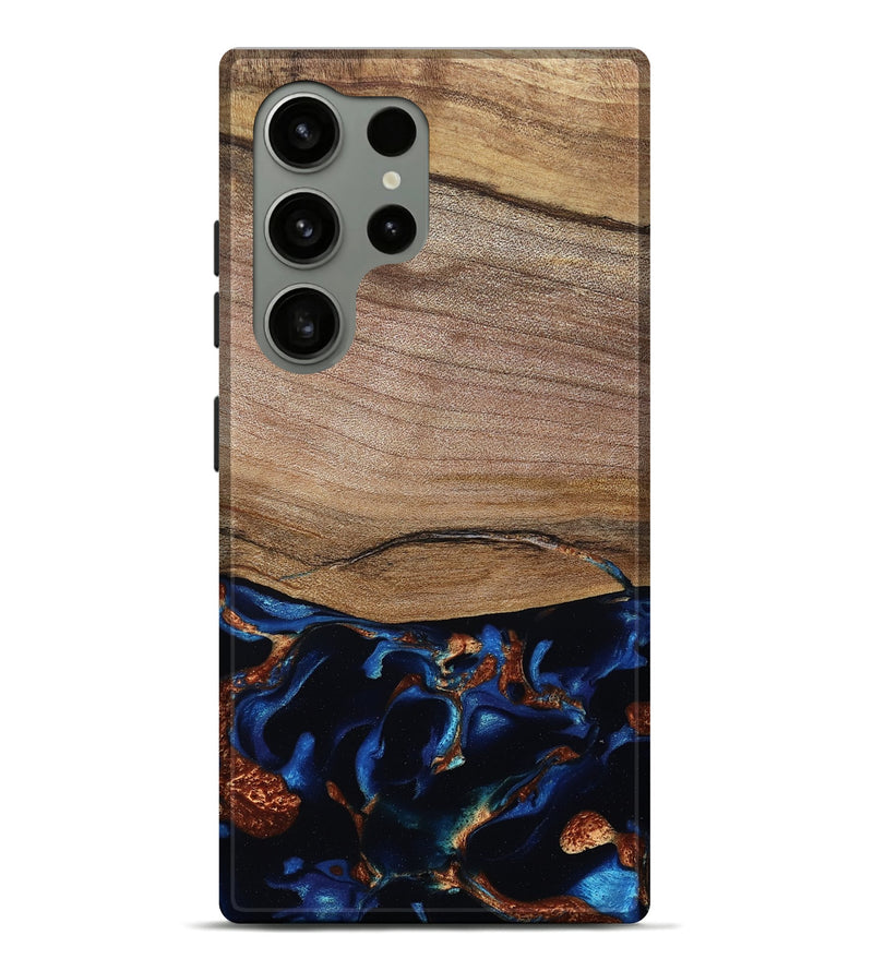 Galaxy S24 Ultra Wood Live Edge Phone Case - Samson (Teal & Gold, 801961)