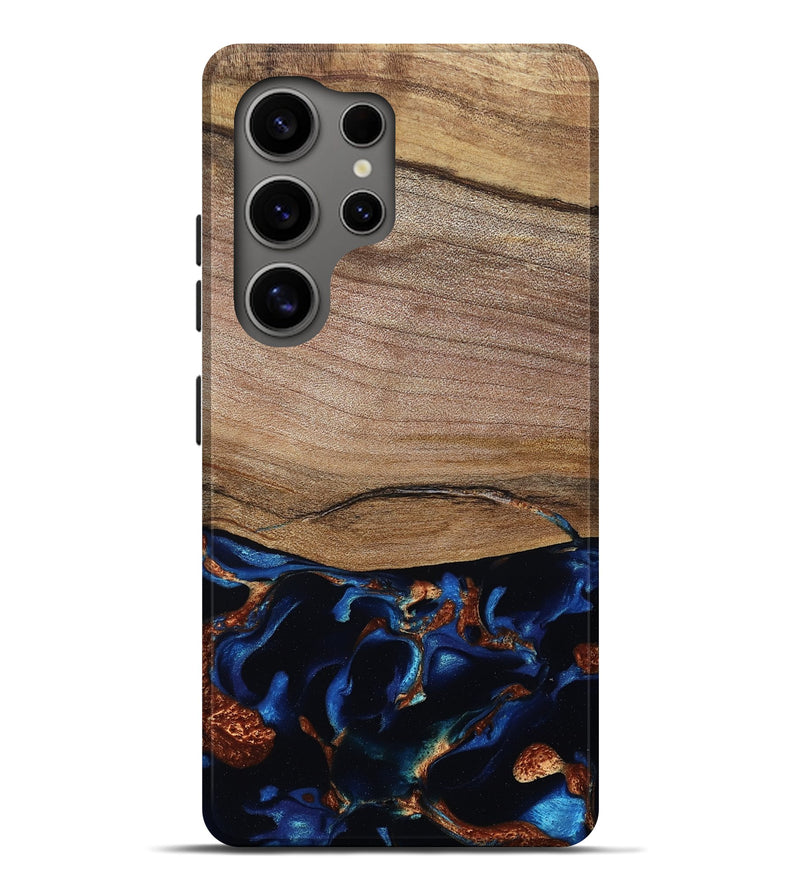 Galaxy S25 Ultra Wood Live Edge Phone Case - Samson (Teal & Gold, 801961)