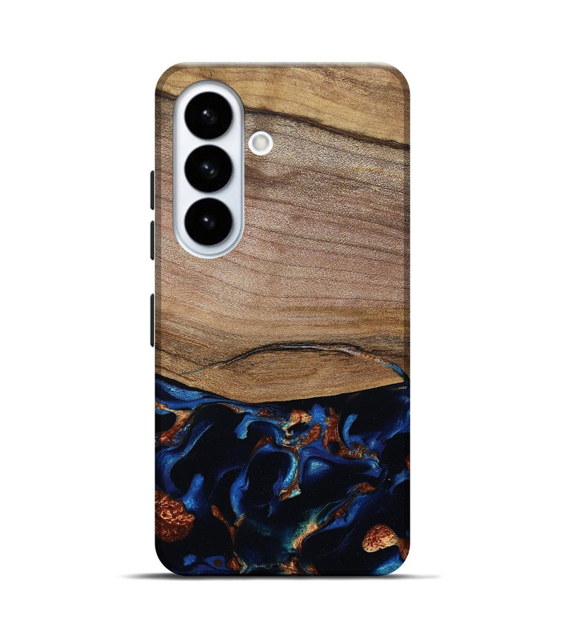 Galaxy S26 Wood Live Edge Phone Case - Samson (Teal & Gold, 801961)