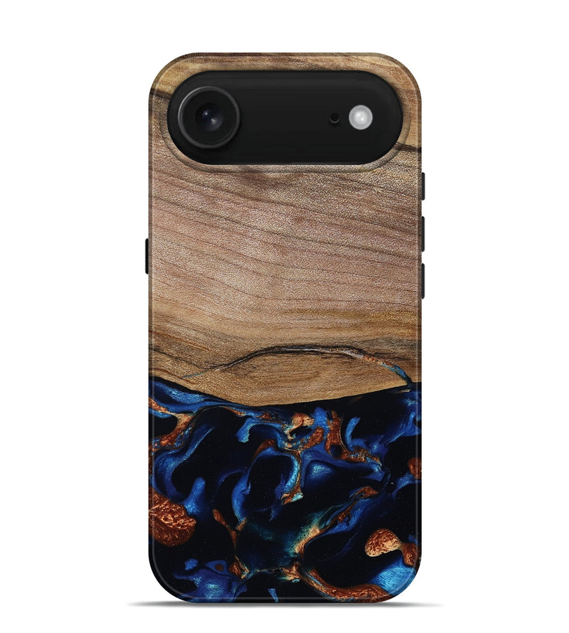 iPhone 17 Air Wood Live Edge Phone Case - Samson (Teal & Gold, 801961)