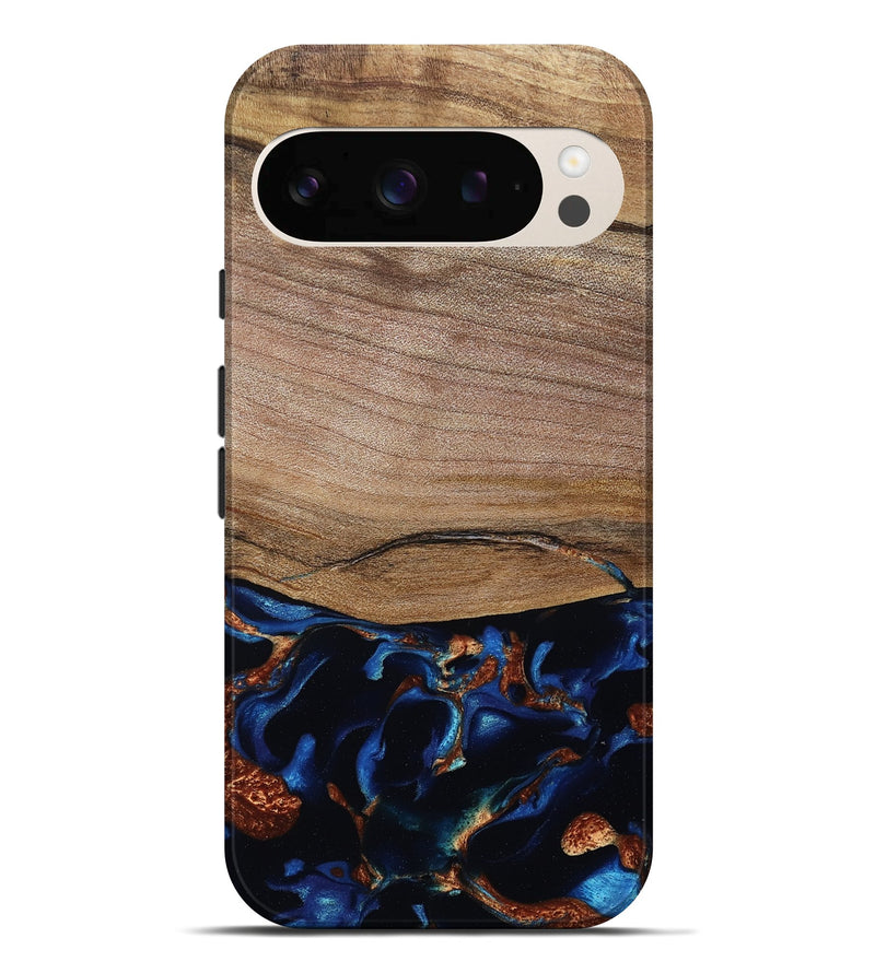 Pixel 10 Pro XL Wood Live Edge Phone Case - Samson (Teal & Gold, 801961)