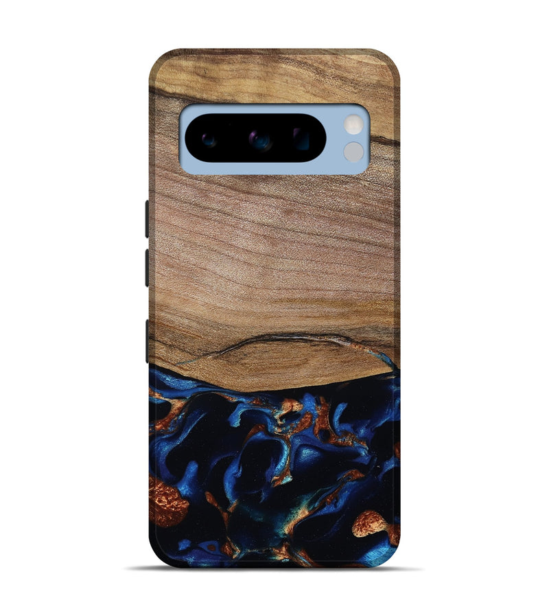 Pixel 8 Pro Wood Live Edge Phone Case - Samson (Teal & Gold, 801961)
