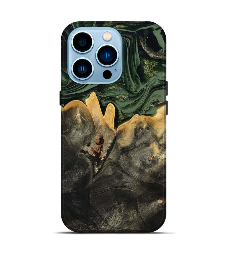iPhone 14 Pro Wood Live Edge Phone Case - Mabelle (Green, 801968)