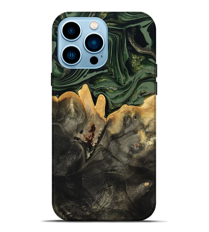iPhone 14 Pro Max Wood Live Edge Phone Case - Mabelle (Green, 801968)