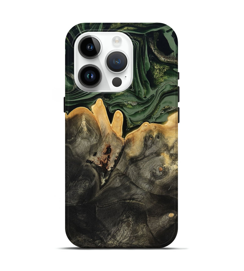 iPhone 15 Pro Wood Live Edge Phone Case - Mabelle (Green, 801968)