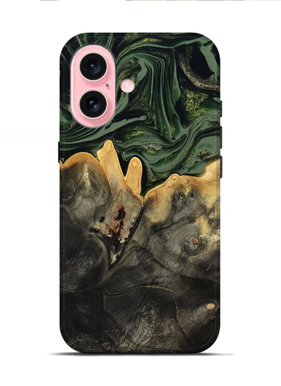 iPhone 16 Wood Live Edge Phone Case - Mabelle (Green, 801968)