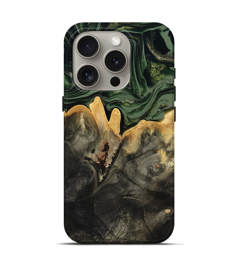 iPhone 16 Pro Wood Live Edge Phone Case - Mabelle (Green, 801968)
