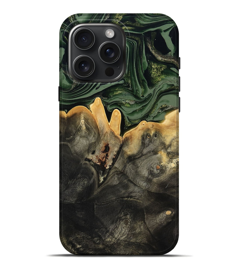 iPhone 16 Pro Max Wood Live Edge Phone Case - Mabelle (Green, 801968)