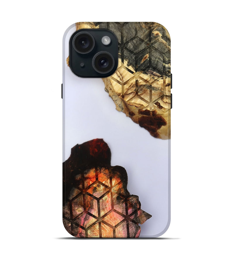 iPhone 15 Wood Live Edge Phone Case - Dolly (Clear, 801975)