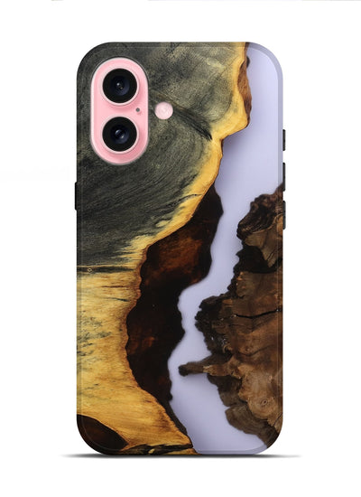 iPhone 16 Wood Live Edge Phone Case - Halo (Clear, 801976)