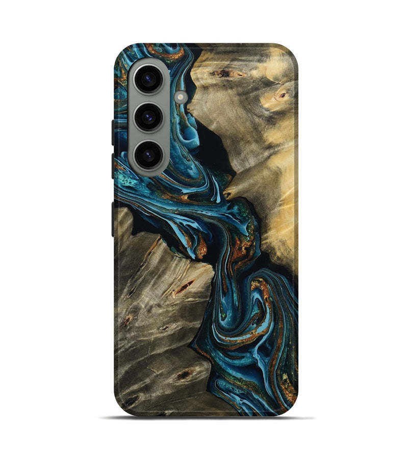 Galaxy S24 Wood Live Edge Phone Case - Kenzie (Teal & Gold, 801978)