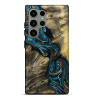 Galaxy S24 Ultra Wood Live Edge Phone Case - Kenzie (Teal & Gold, 801978)