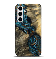 Galaxy S25 Plus Wood Live Edge Phone Case - Kenzie (Teal & Gold, 801978)