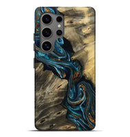 Galaxy S25 Ultra Wood Live Edge Phone Case - Kenzie (Teal & Gold, 801978)
