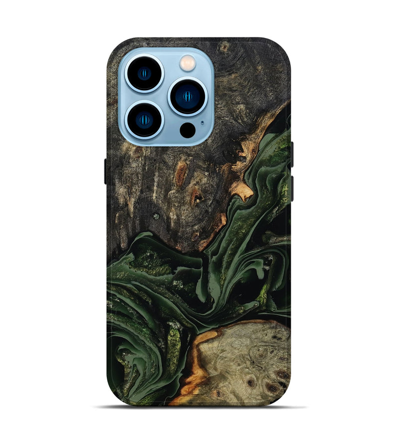 iPhone 14 Pro Wood Live Edge Phone Case - Ruthie (Green, 801979)