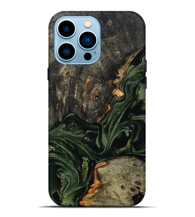 iPhone 14 Pro Max Wood Live Edge Phone Case - Ruthie (Green, 801979)