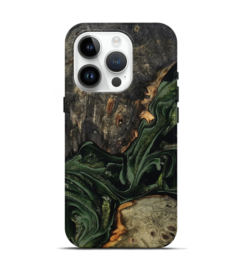 iPhone 15 Pro Wood Live Edge Phone Case - Ruthie (Green, 801979)