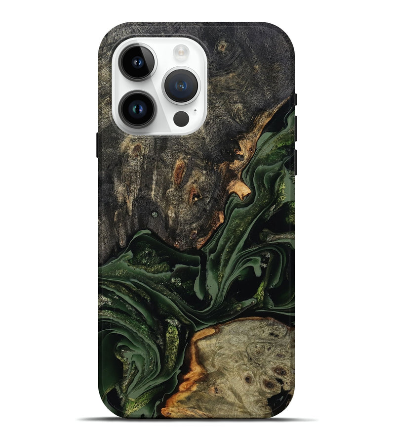 iPhone 15 Pro Max Wood Live Edge Phone Case - Ruthie (Green, 801979)