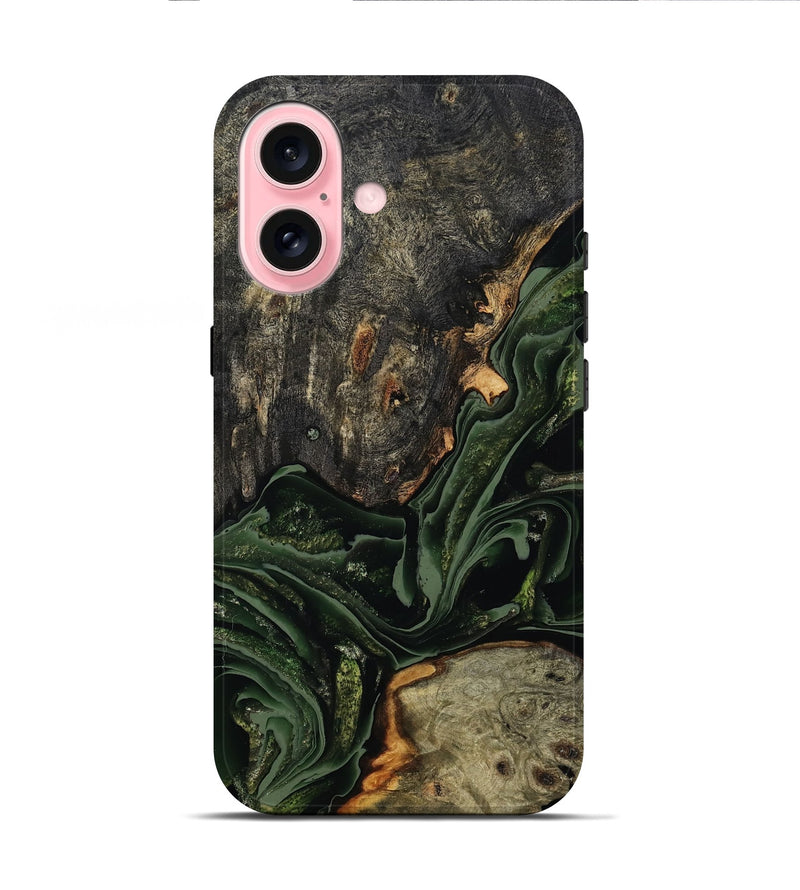 iPhone 16 Wood Live Edge Phone Case - Ruthie (Green, 801979)