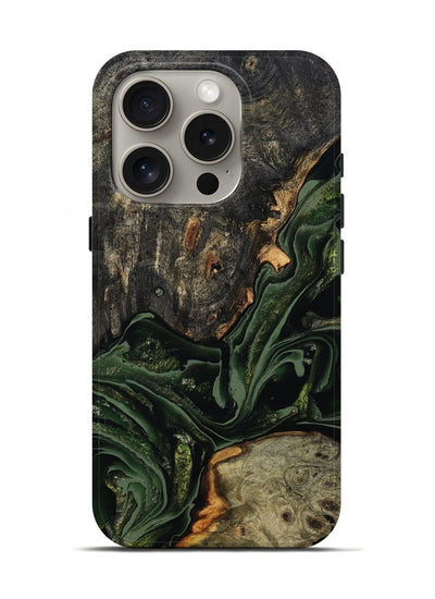 iPhone 16 Pro Wood Live Edge Phone Case - Ruthie (Green, 801979)