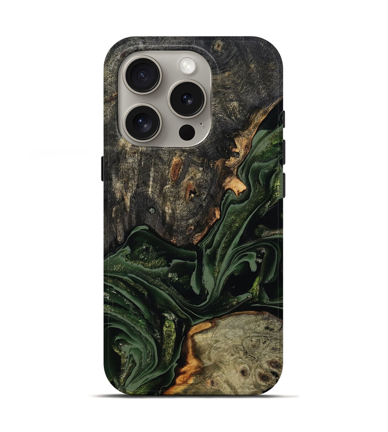 iPhone 16 Pro Wood Live Edge Phone Case - Ruthie (Green, 801979)